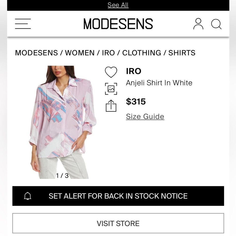 NWT Iro Anjeli Shirt Mulitcolor Light Ivory Pink - Picture 4 of 9